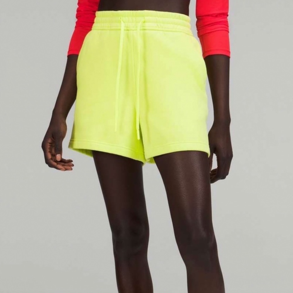 Lululemon‎ Loungeful High-Rise Short 4" Electric Lemon Neon Yellow Size 8